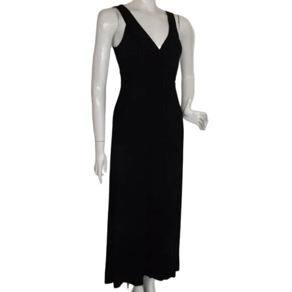BODEN Maxi Dress, 8, Black Jersey, Sleeveless, V-neck, Viscose, RUNS SMALL - Picture 4 of 12